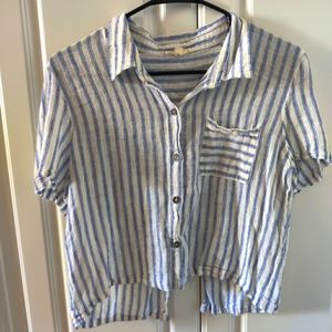 Pacsun Blue and White Pinstripe Short Sleeve Shirt